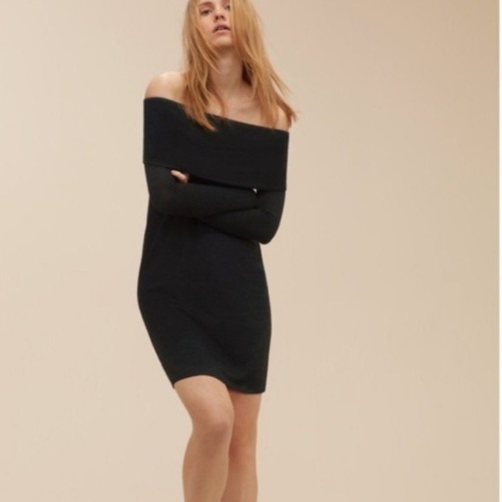 Aritzia Wilfred Off Shoulder Bodycon Knit Dress
